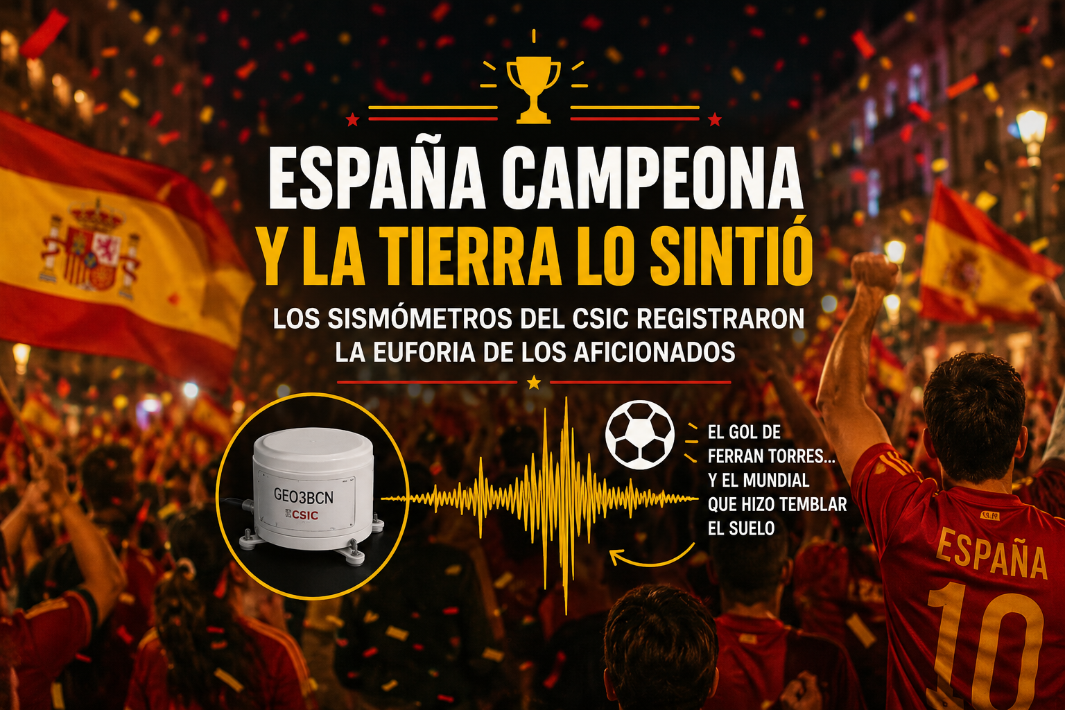 España celebra el Mundial… y los sismómetros lo notan: la euforia de los aficionados quedó registrada por el CSIC