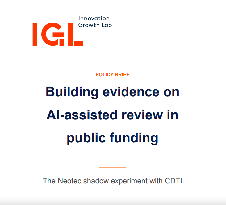 Innovation Growth Lab y el CDTI analizan el potencial de la IA como apoyo a la evaluación de proyectos de financiación pública